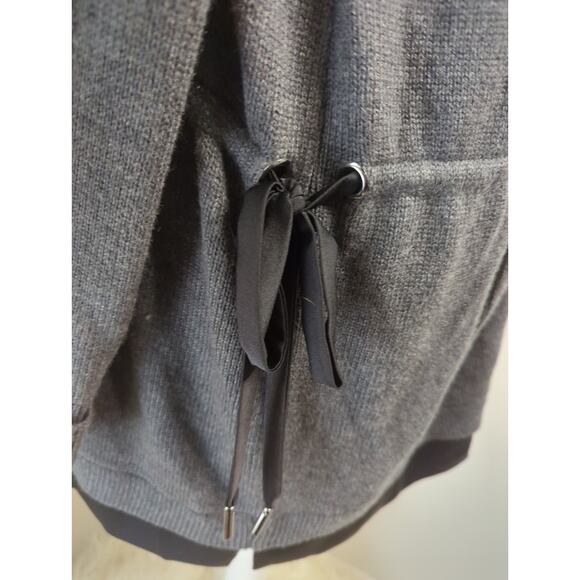 WHBM mixed media long tie waist neutral sweater zip up jacket - Picture 8 of 10